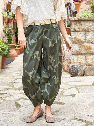 Black Colour BCAlly Balloon Trouser - Camo