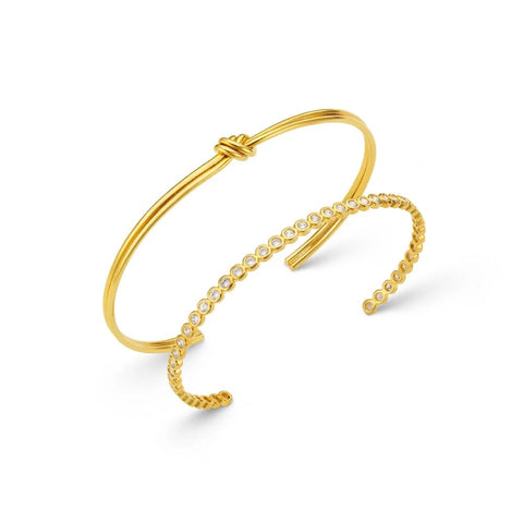 Orelia Jewellery Linear Knot & Crystal Wrist Stacking Set