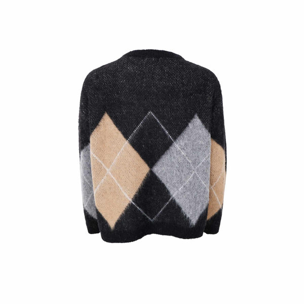Black Colour BCBeth Argyle Knit Jumper - Black