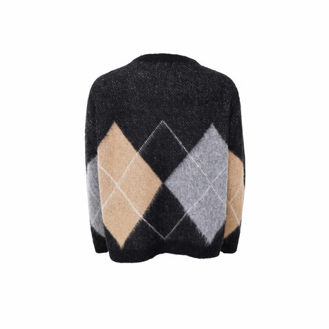 Black Colour BCBeth Argyle Knit Jumper - Black