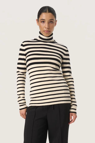 Soaked In Luxury Knitted Spina Turtleneck - Black & White