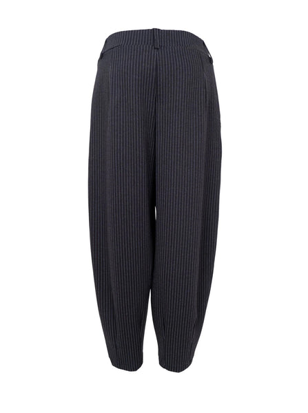 Black Colour BCTorino Barrel Leg Trouser - Black Stripe