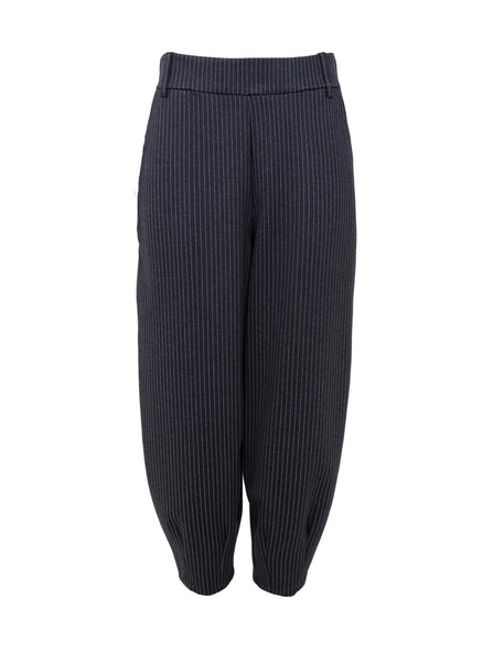 Black Colour BCTorino Barrel Leg Trouser - Black Stripe