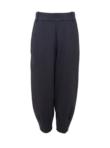 Black Colour BCTorino Barrel Leg Trouser - Black Stripe