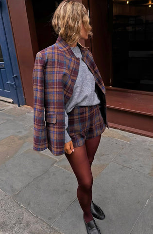 Never Fully Dressed Check Fold Over Blazer