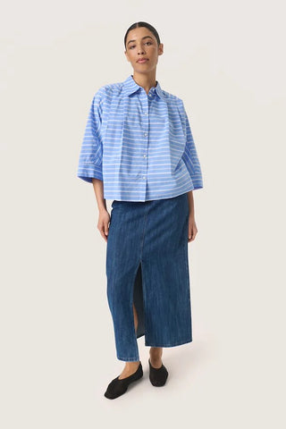 Soaked In Luxury Merona Stripe Shirt - Blue