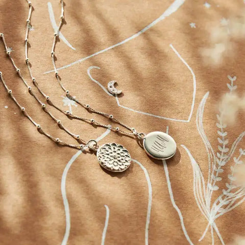 ChloBo Bobble Chain Moon Flower Necklace - Silver
