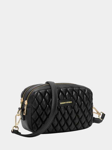 Every Other Quilted Camera Cross Body Bag - Black