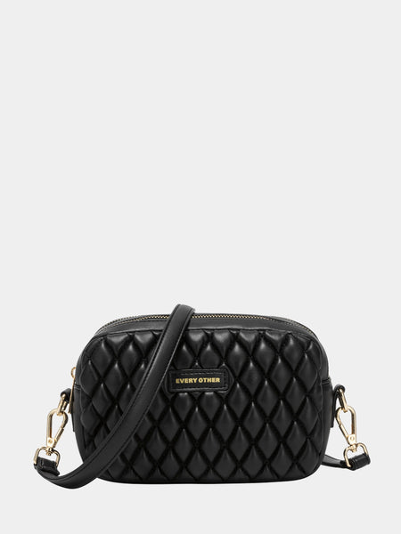 Every Other Quilted Camera Cross Body Bag - Black