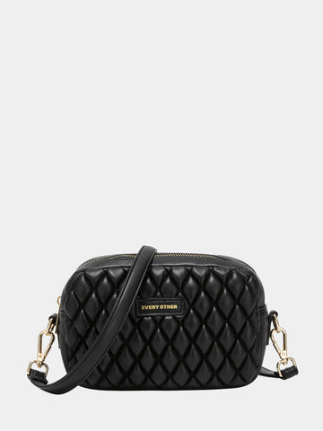 Every Other Quilted Camera Cross Body Bag - Black