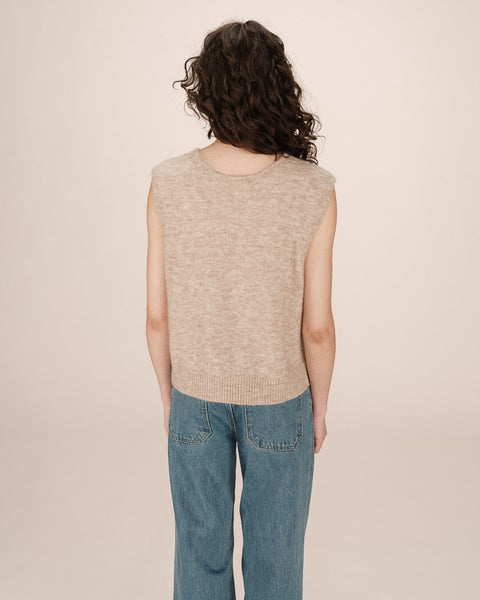 Grace & Mila Sleeveless Wool & Mohair Sleeveless Knit - Beige