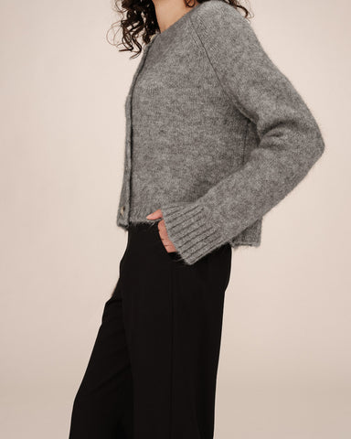 Grace & Mila Buttoned Wool & Aplaca Cardigan - Grey