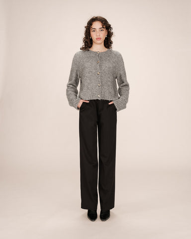 Grace & Mila Buttoned Wool & Aplaca Cardigan - Grey