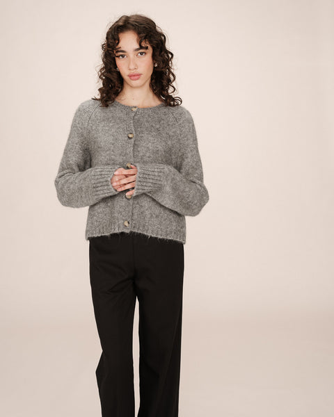 Grace & Mila Buttoned Wool & Aplaca Cardigan - Grey