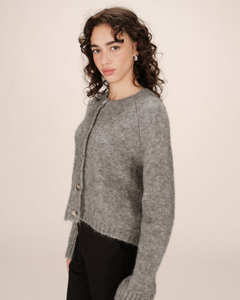 Grace & Mila Buttoned Wool & Aplaca Cardigan - Grey