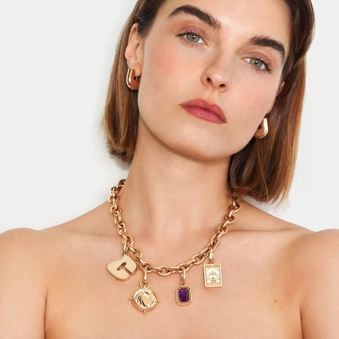 COLURi Thick Charm Chain Necklace - Gold Plated