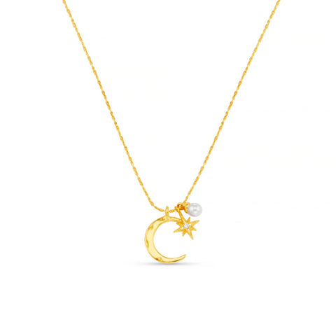 Orelia Jewellery Fine Moon & Micro Charm Cluster Necklace - Gold