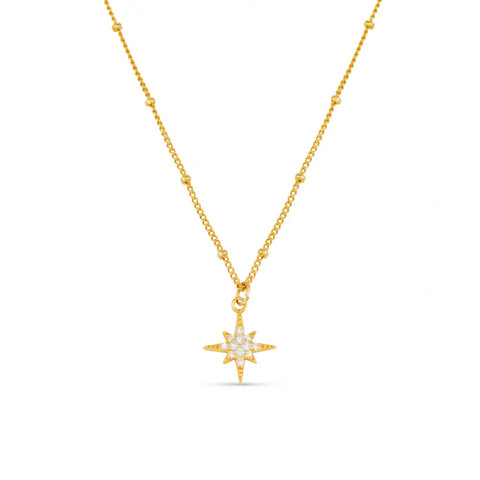 Orelia Jewellery Pavé Starburst Satellite Chain Necklace - Gold