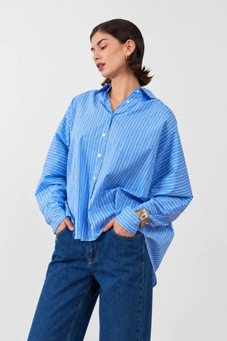 Orfeo Palma Oversized Shirt - Rayure Ciel Blue