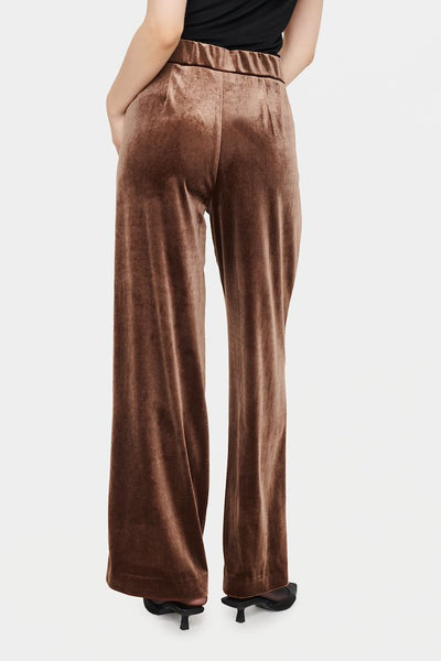 Saint Tropez Bree Velour Wide Leg Trousers - Chocolate