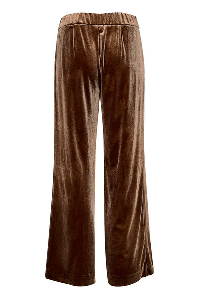 Saint Tropez Bree Velour Wide Leg Trousers - Chocolate