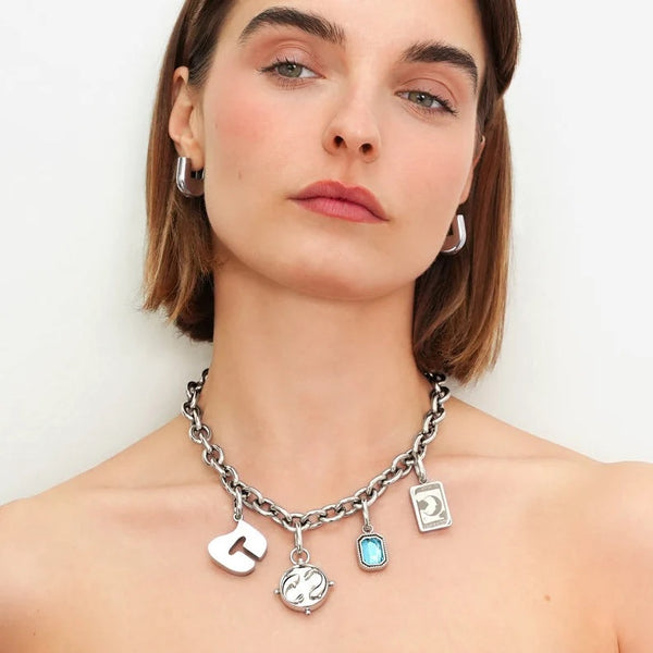COLURi Thick Charm Chain Necklace - Silver