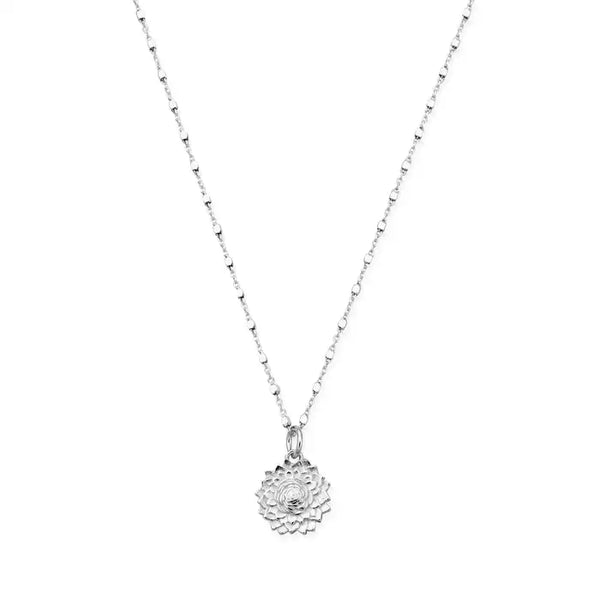 ChloBo Delicate Cube Chain Sunflower Necklace - Silver