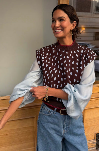 Never Fully Dressed Deer Ro Knitted Vest - Chocolate
