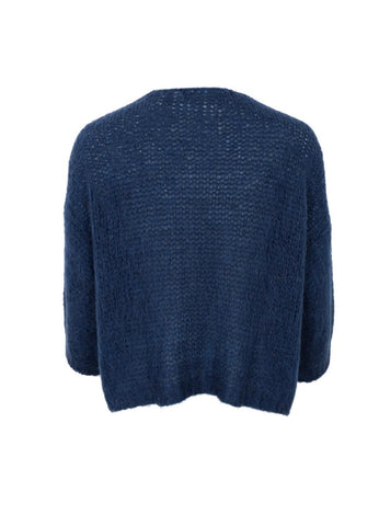 Black Colour BCCasey Puff Sleeve Open Knit - Navy