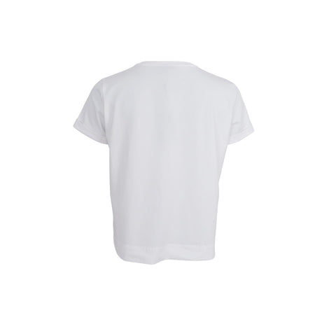 Black Colour Round Neck T-Shirt - White