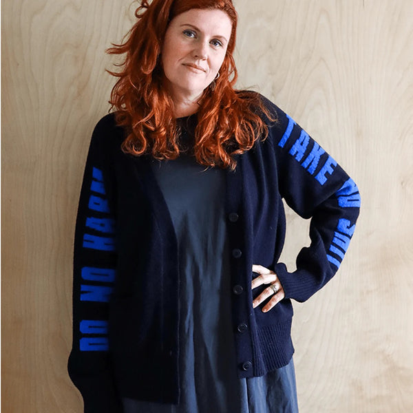 Black & Beech Do No Harm Take No Shit Cardigan - Navy & Klein