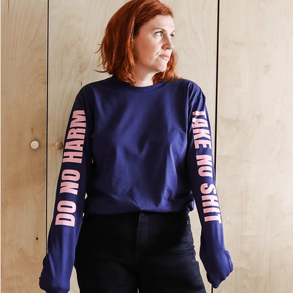 Black & Beech Do No Harm Take No Shit Long Sleeve T-shirt - Navy