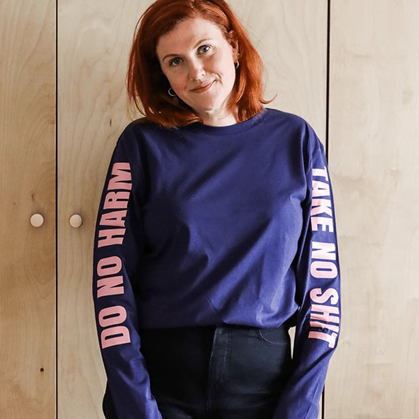 Black & Beech Do No Harm Take No Shit Long Sleeve T-shirt - Navy