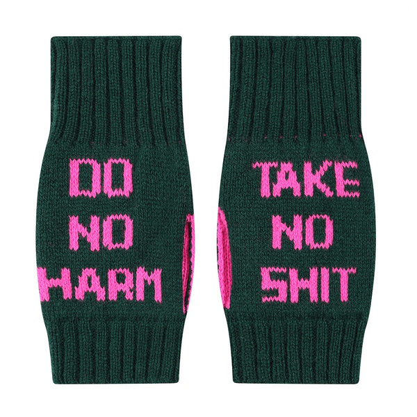 Black & Beech Do No Harm Take No Shit Wrist Warmers - Evergreen