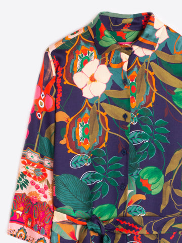 VILAGALLO Dafne Floral Printed Shirt Dress