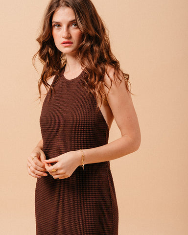 Grace & Mila Mirabelle Waffle Maxi Dress - Chocolate