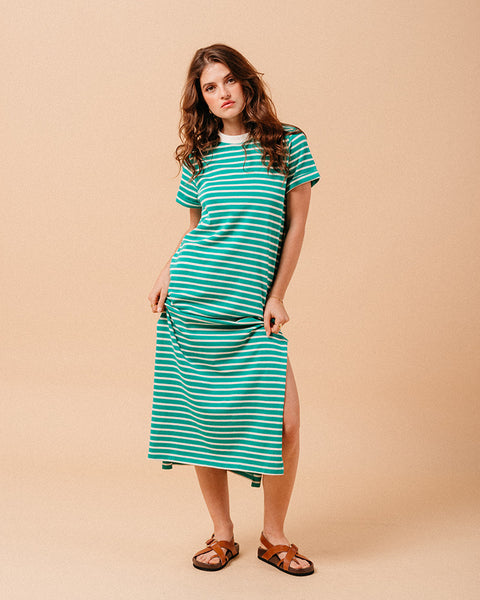 Grace & Mila Stripe Maxi T-Shirt Dress - Green