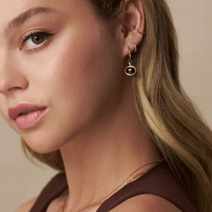 Orelia Jewellery Semi Precious Tigers Eye Drop Hoop Earring - Gold