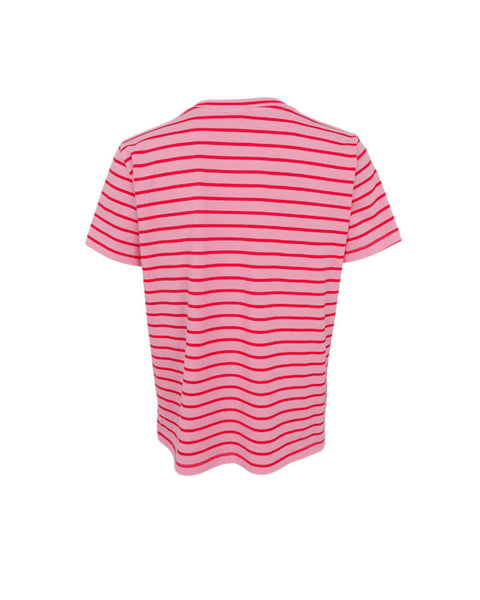 Black Colour BCMaylee Short Sleeve T-Shirt - Stripe Rose Red