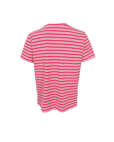 Black Colour BCMaylee Short Sleeve T-Shirt - Stripe Rose Red
