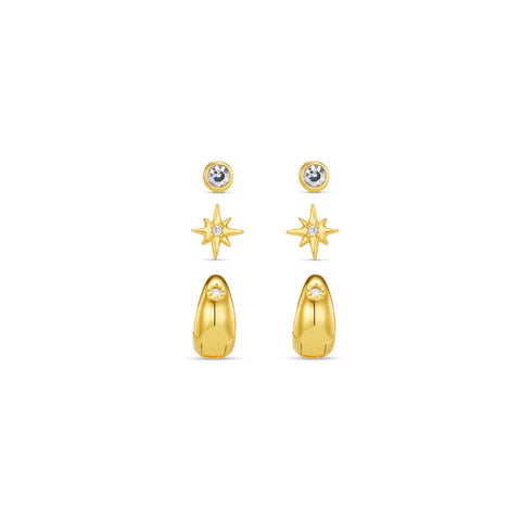 Orelia Jewellery Starburst Tiny Tapered Ear Stacking Set - Gold