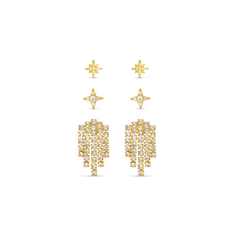 Orelia Starburst & Waterfall Ear Stacking Set