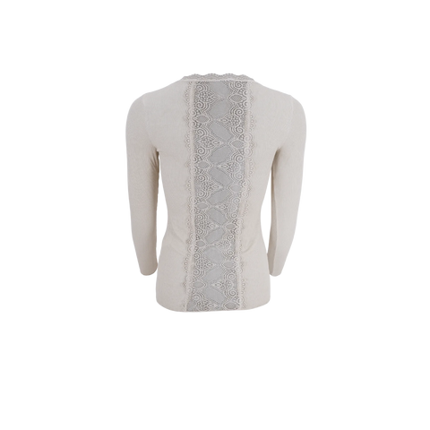 Black Colour Ivy Long Sleeve Lace Top - Ivory