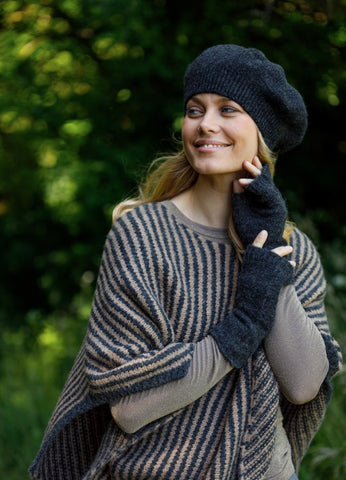 Black Colour BCDELL Short Handwarmers - Dk. Gray Melange