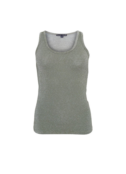 Black Colour BCFaye Lurex Vest - Olive Green