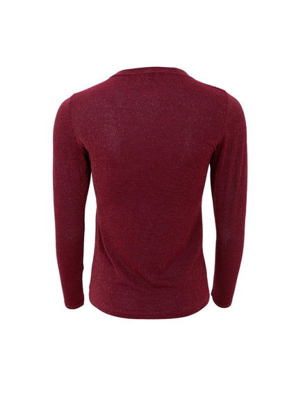 Black Colour BCFaye Lurex LS Top - Plum