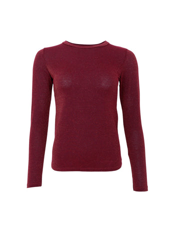 Black Colour BCFaye Lurex LS Top - Plum