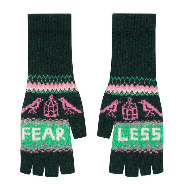 Black & Beech Fearless Fingerless Mittens - Forest Green