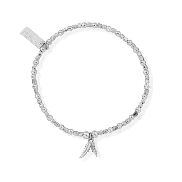 ChloBo Mini Cube Double Feather Bracelet - Silver