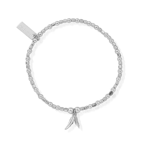 ChloBo Mini Cube Double Feather Bracelet - Silver